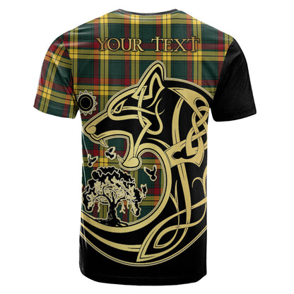 Printivon MacMillan Old Modern Crest Celtic Wolf Tartan T Shirt Custom Your Text