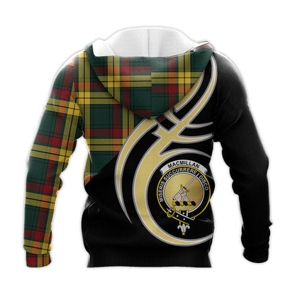 Printivon Macmillan Old Modern Clan Believe In Me Crest Tartan Knitted Hoodie Custom Your Text