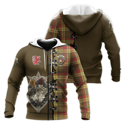 Printivon Macmillan Old Weathered Tartan Hoodie Lion Rampant And Celtic Thistle Style