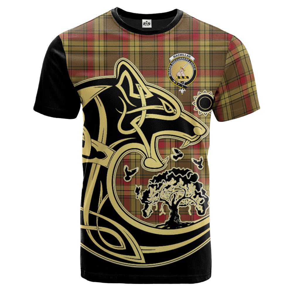 Printivon MacMillan Old Weathered Crest Celtic Wolf Tartan T Shirt Custom Your Text