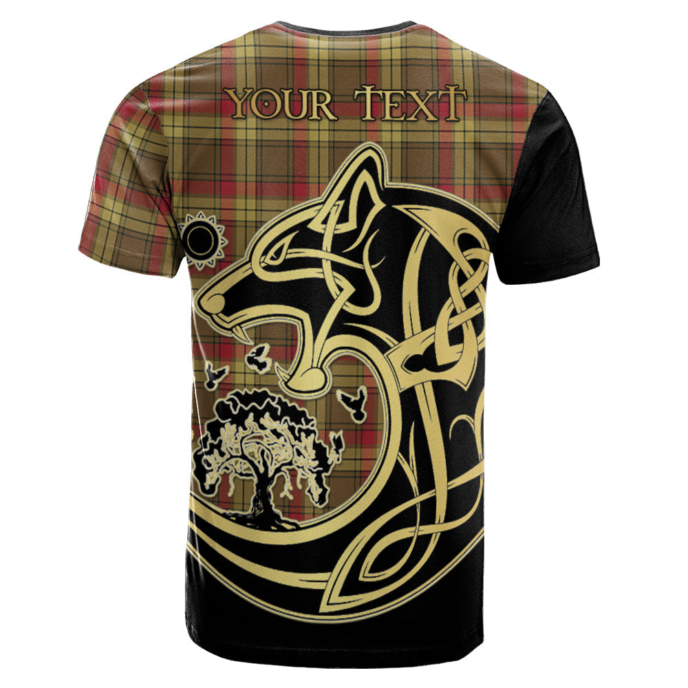 Printivon MacMillan Old Weathered Crest Celtic Wolf Tartan T Shirt Custom Your Text