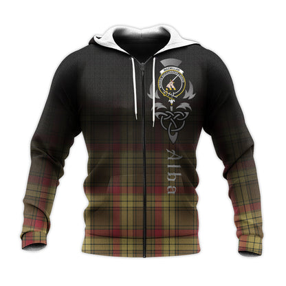 Printivon Macmillan Old Weathered Tartan Crest Alba Celtic Hoodie