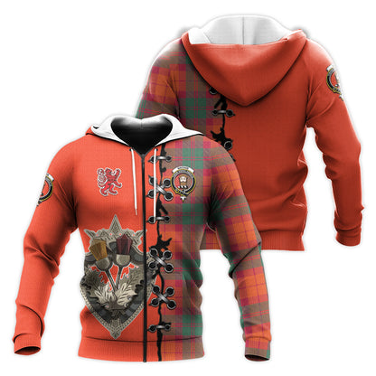 Printivon Macnab Ancient Tartan Hoodie Lion Rampant And Celtic Thistle Style