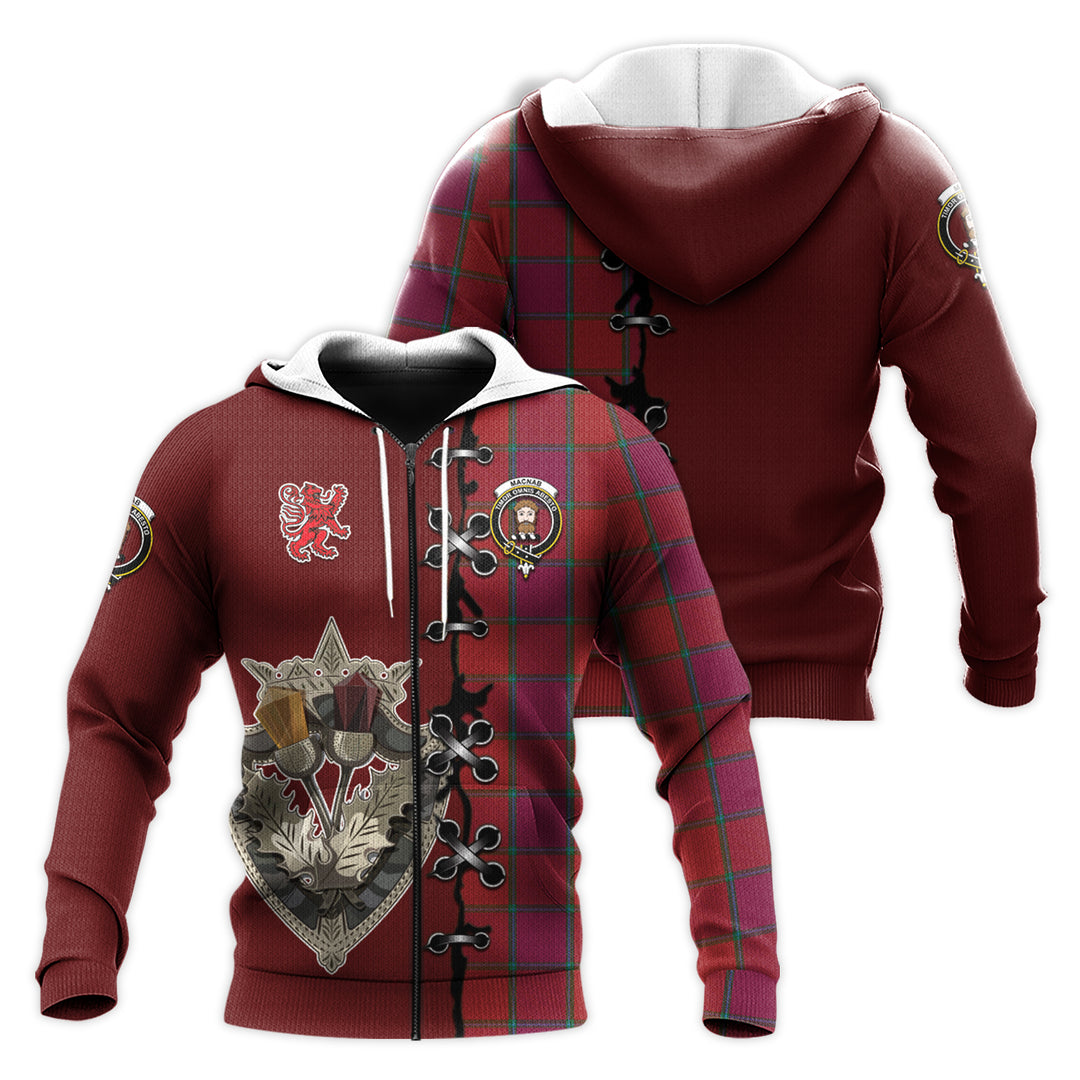 Printivon Macnab Old Tartan Hoodie Lion Rampant And Celtic Thistle Style