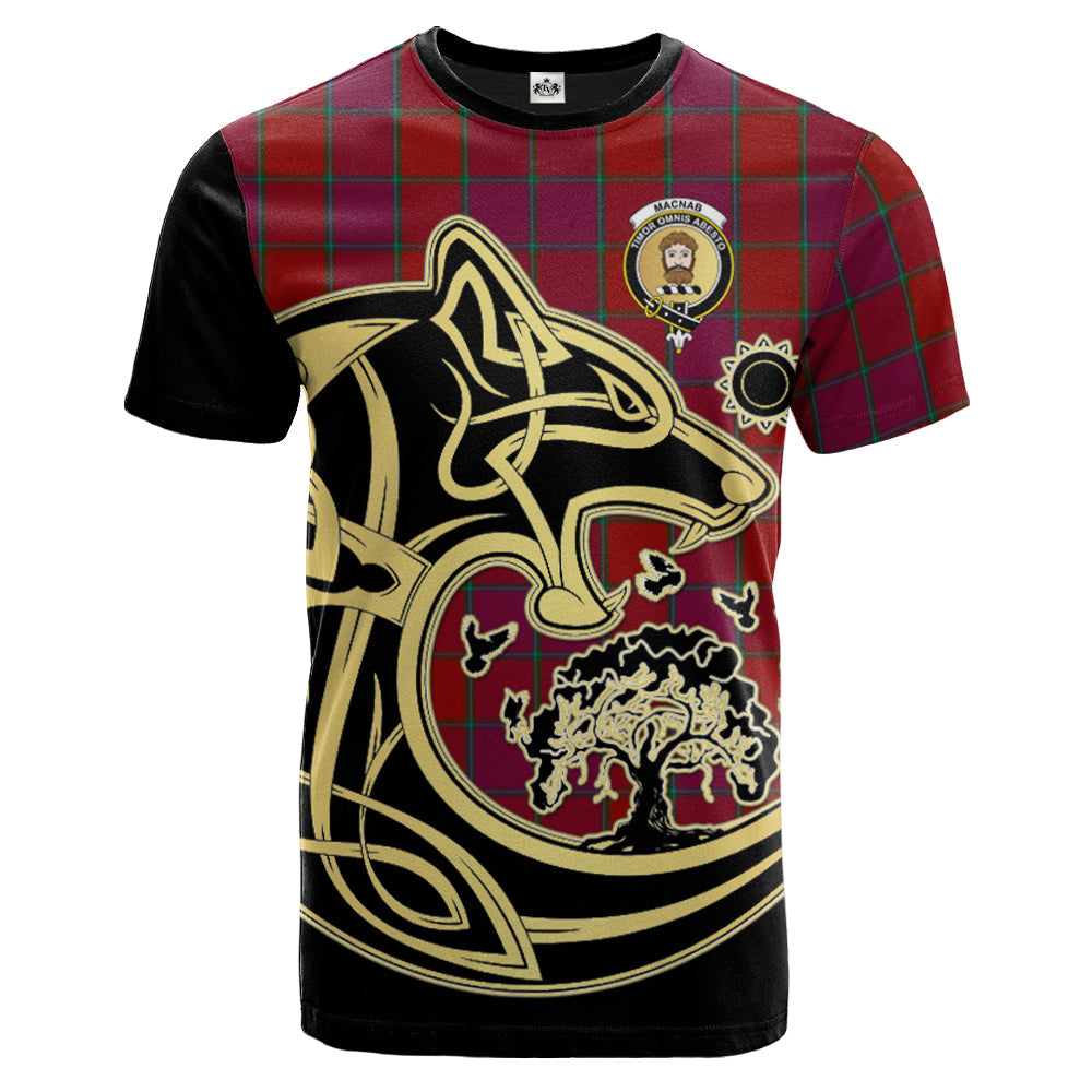 Printivon MacNab Old Crest Celtic Wolf Tartan T Shirt Custom Your Text