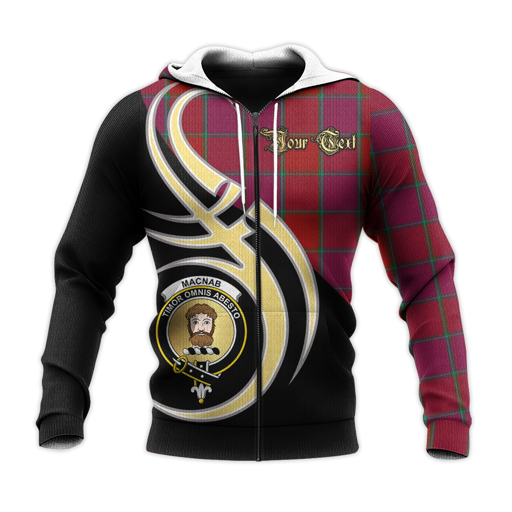 Printivon Macnab Old Clan Believe In Me Crest Tartan Knitted Hoodie Custom Your Text
