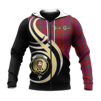 Printivon Macnab Old Clan Believe In Me Crest Tartan Knitted Hoodie Custom Your Text