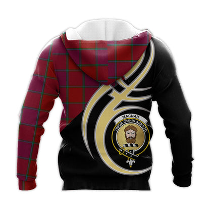 Printivon Macnab Old Clan Believe In Me Crest Tartan Knitted Hoodie Custom Your Text