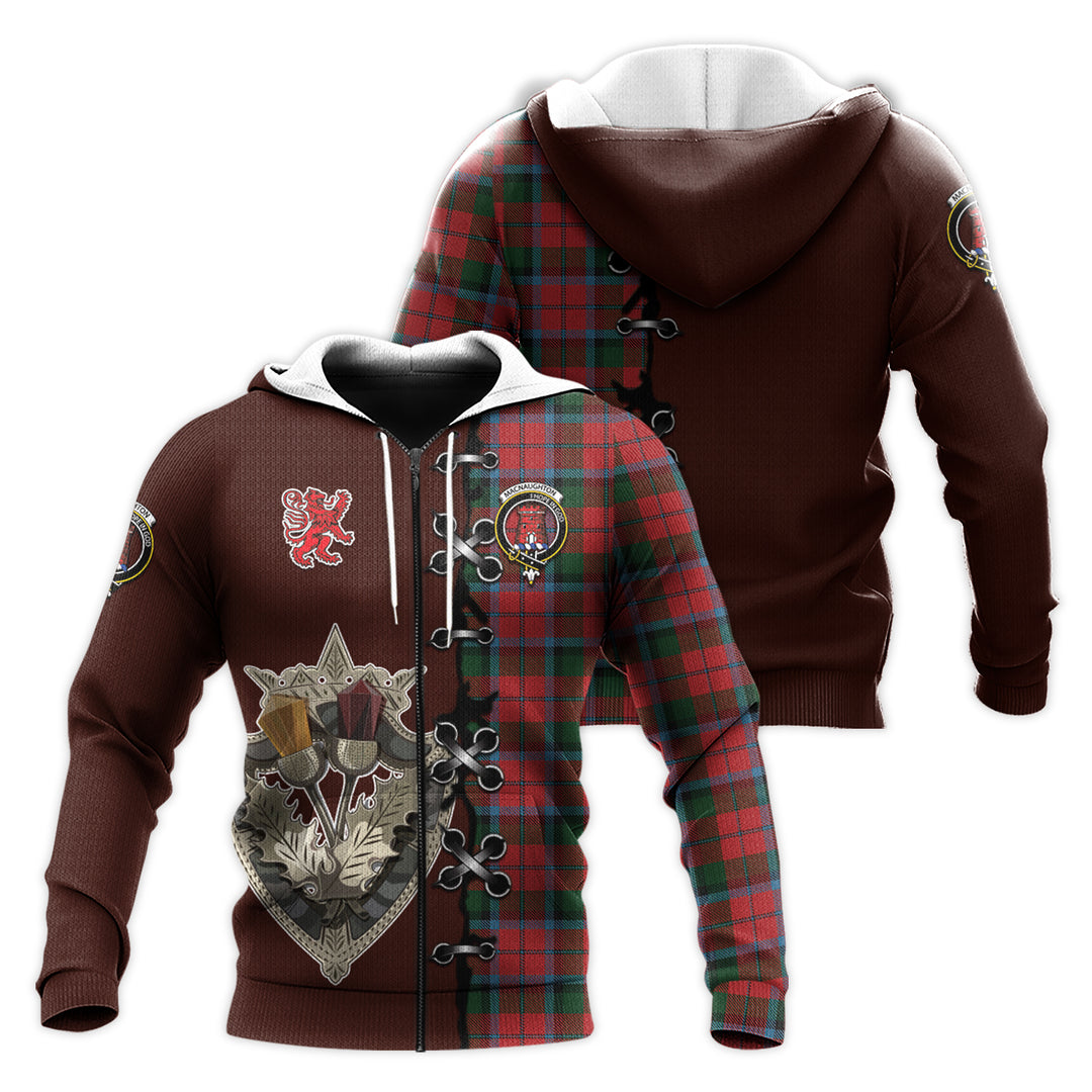 Printivon Macnaughton Tartan Hoodie Lion Rampant And Celtic Thistle Style