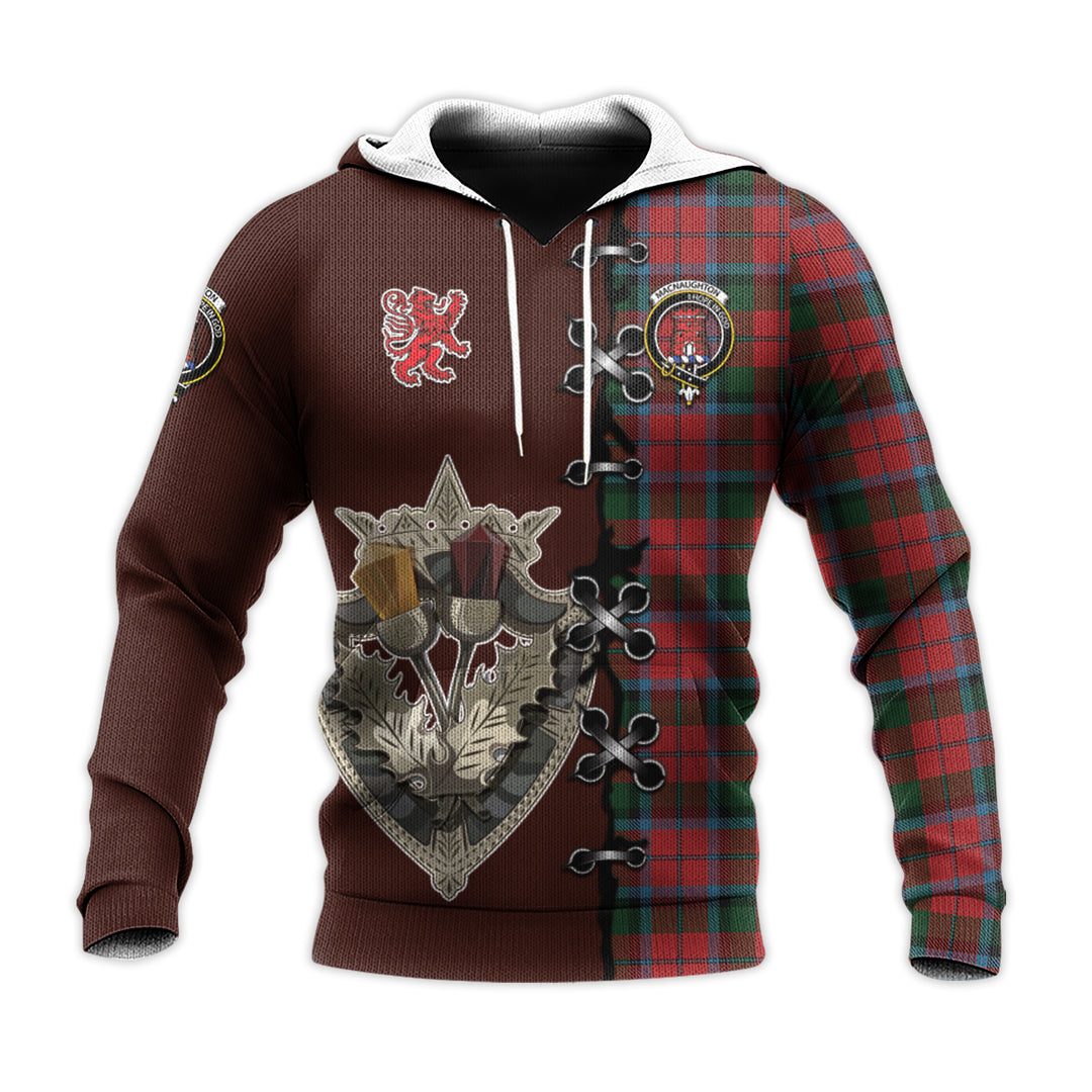 Printivon Macnaughton Tartan Hoodie Lion Rampant And Celtic Thistle Style
