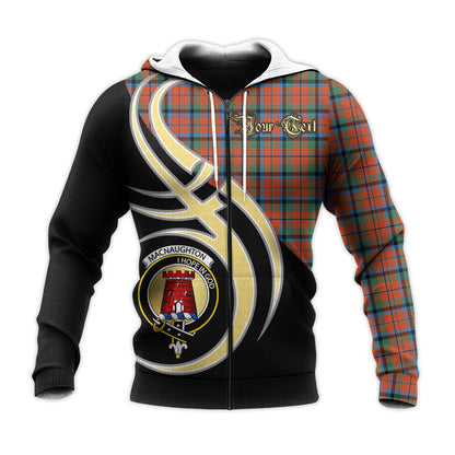 Printivon Macnaughton Ancient Clan Believe In Me Crest Tartan Knitted Hoodie Custom Your Text