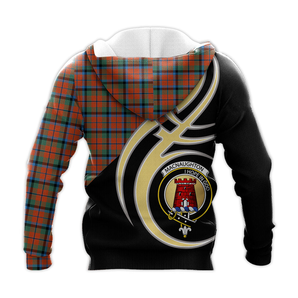 Printivon Macnaughton Ancient Clan Believe In Me Crest Tartan Knitted Hoodie Custom Your Text