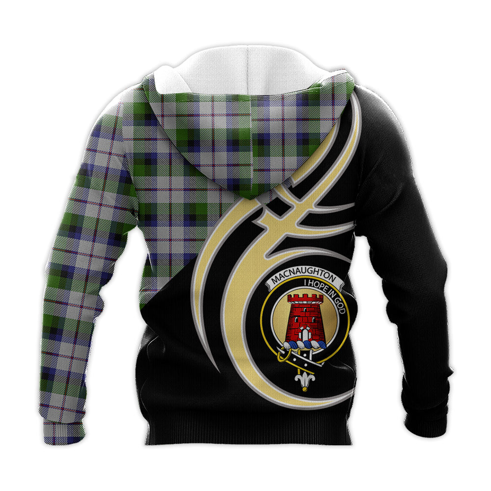 Printivon Macnaughton Dress Clan Believe In Me Crest Tartan Knitted Hoodie Custom Your Text