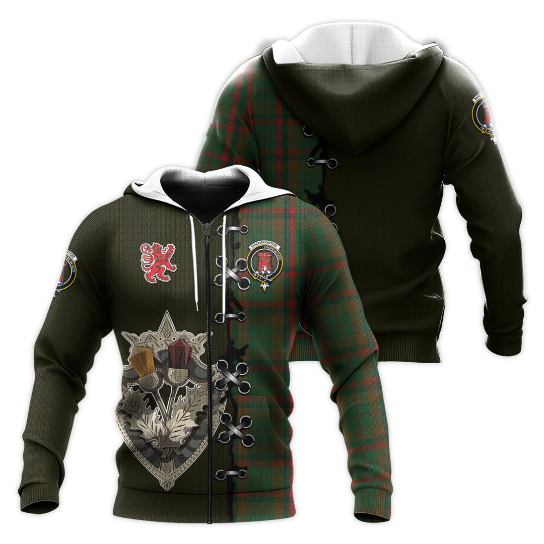 Printivon Macnaughton Hunting Tartan Hoodie Lion Rampant And Celtic Thistle Style