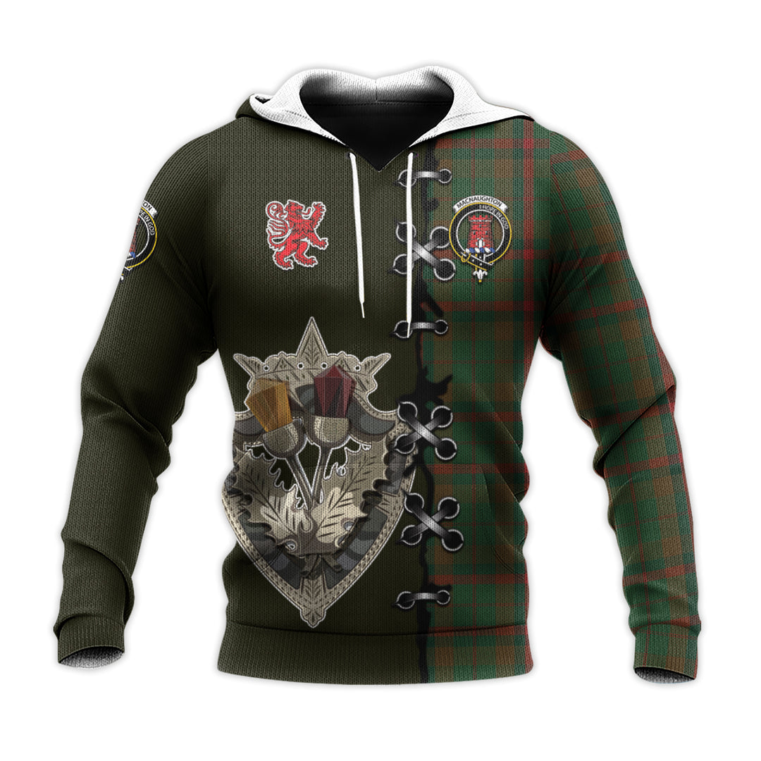 Printivon Macnaughton Hunting Tartan Hoodie Lion Rampant And Celtic Thistle Style