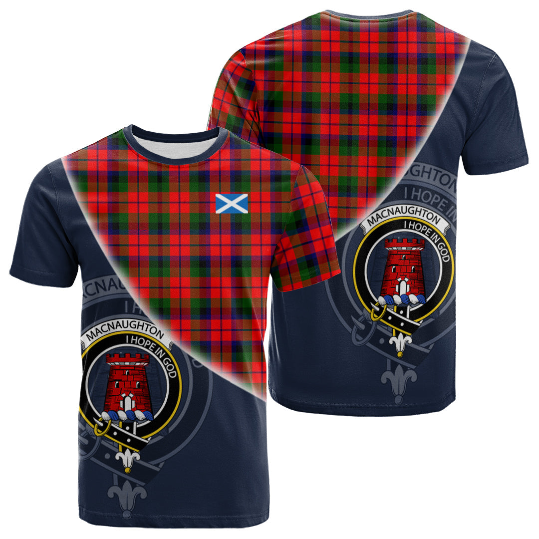 Printivon MacNaughton Modern Tartan Scottish Crest T Shirt