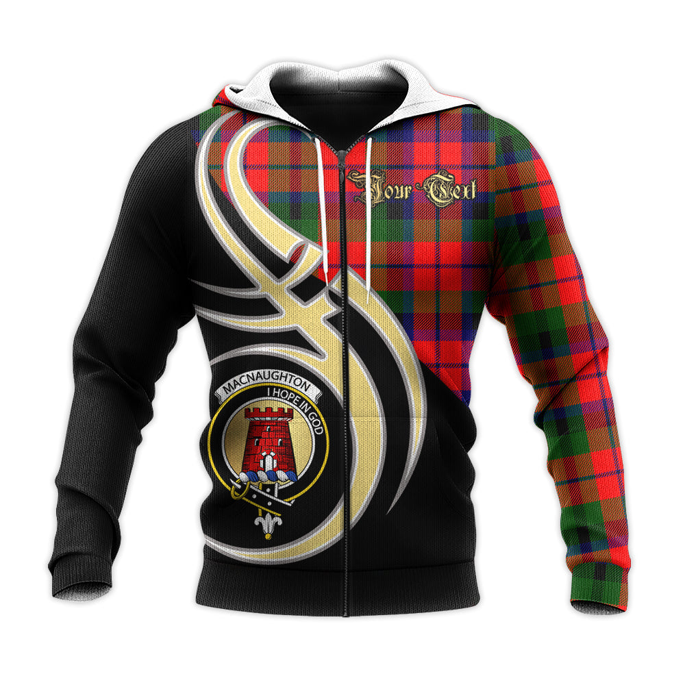 Printivon Macnaughton Modern Clan Believe In Me Crest Tartan Knitted Hoodie Custom Your Text