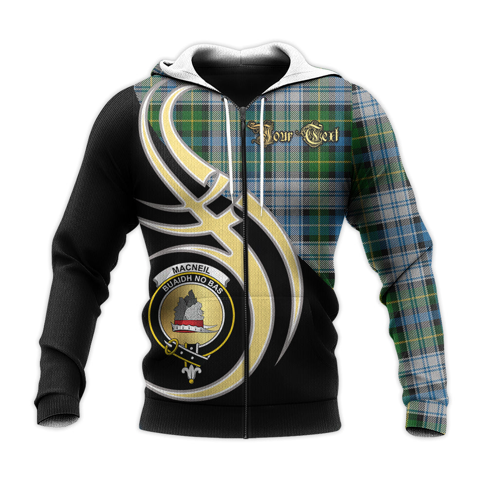 Printivon Macneil Dress Clan Believe In Me Crest Tartan Knitted Hoodie Custom Your Text