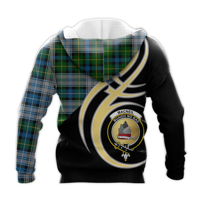 Printivon Macneil Dress Clan Believe In Me Crest Tartan Knitted Hoodie Custom Your Text