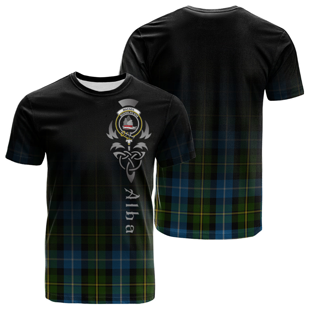 Printivon MacNeil of Barra Tartan Crest Alba Celtic T Shirt