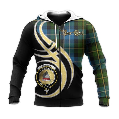 Printivon Macneil Of Barra Clan Believe In Me Crest Tartan Knitted Hoodie Custom Your Text