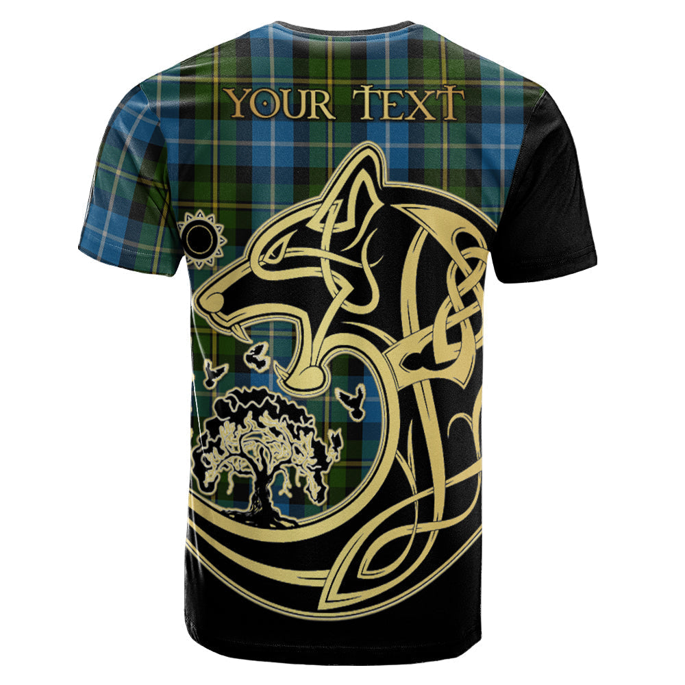 Printivon MacNeil of Barra Crest Celtic Wolf Tartan T Shirt Custom Your Text