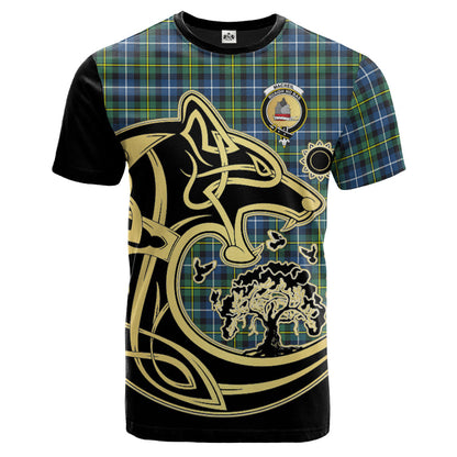 Printivon MacNeil of Barra Ancient Crest Celtic Wolf Tartan T Shirt Custom Your Text