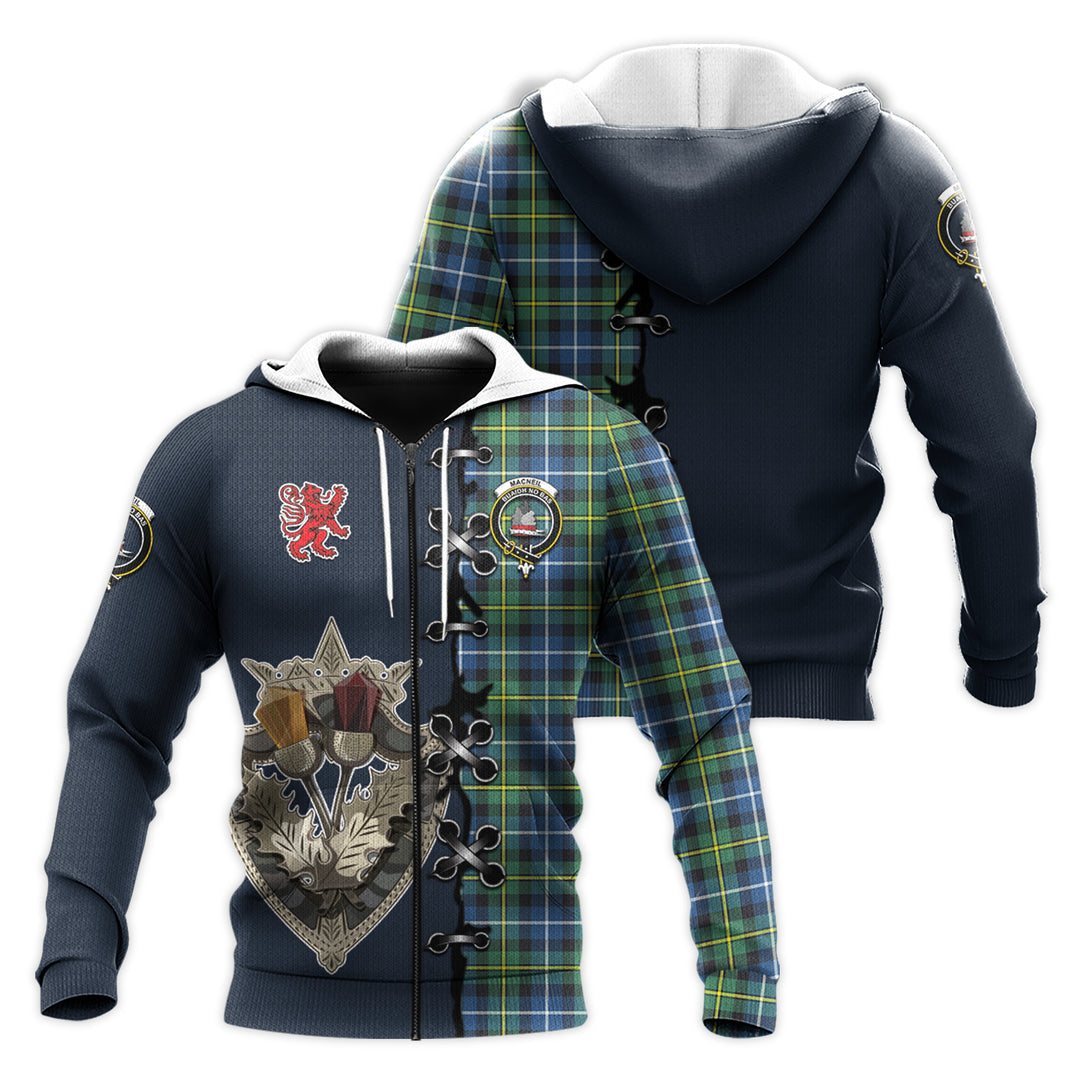 Printivon Macneil Of Barra Ancient Tartan Hoodie Lion Rampant And Celtic Thistle Style