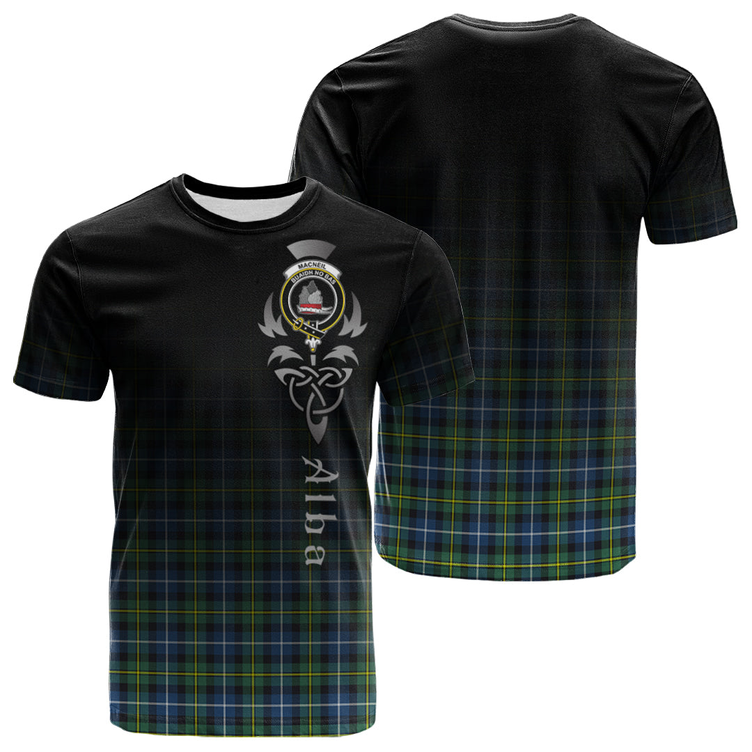 Printivon MacNeil of Barra Ancient Tartan Crest Alba Celtic T Shirt