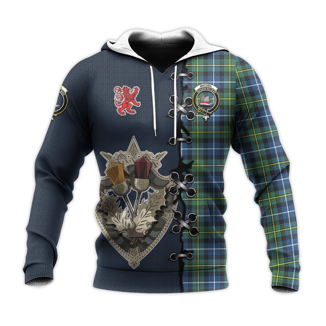 Printivon Macneil Of Barra Ancient Tartan Hoodie Lion Rampant And Celtic Thistle Style