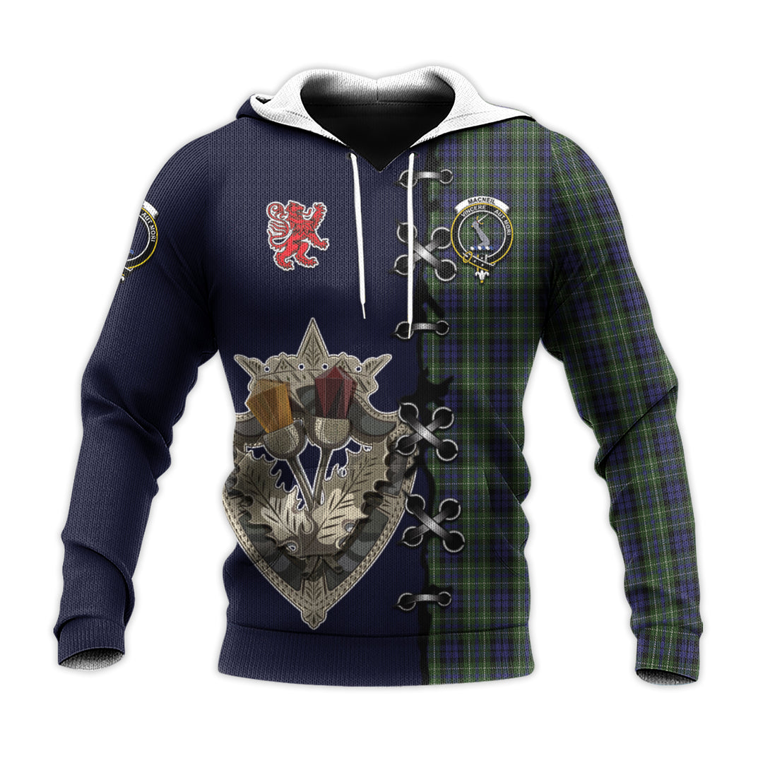 Printivon Macneil Of Colonsay Tartan Hoodie Lion Rampant And Celtic Thistle Style