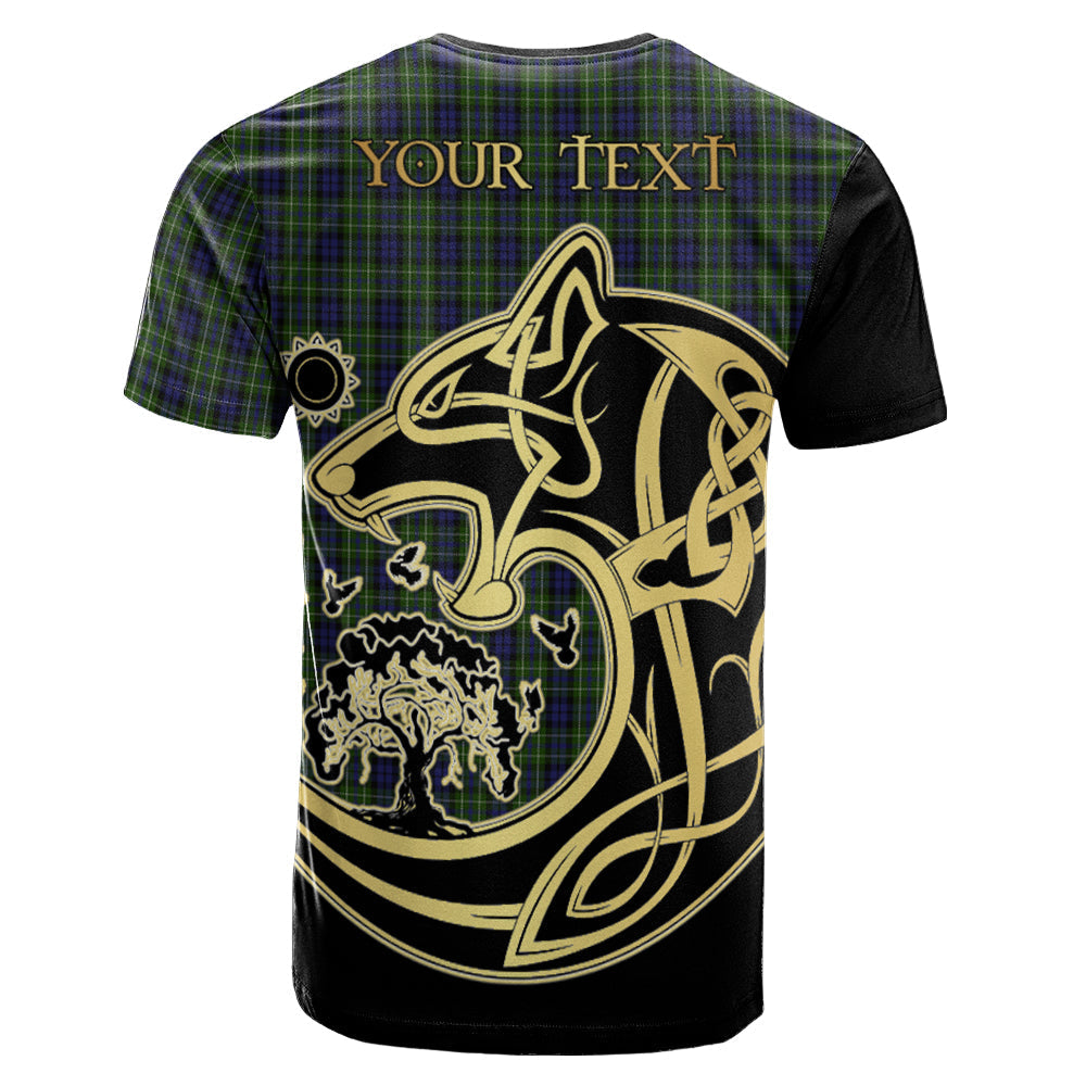 Printivon MacNeil of Colonsay Crest Celtic Wolf Tartan T Shirt Custom Your Text