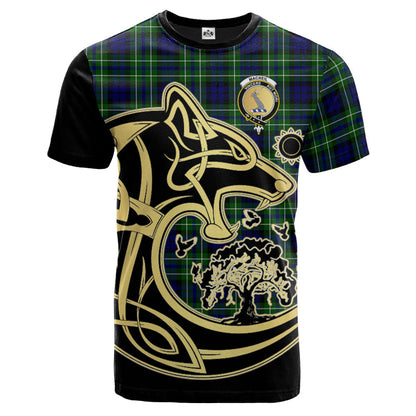 Printivon MacNeil of Colonsay Modern Crest Celtic Wolf Tartan T Shirt Custom Your Text