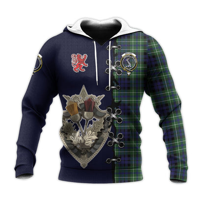 Printivon Macneil Of Colonsay Modern Tartan Hoodie Lion Rampant And Celtic Thistle Style