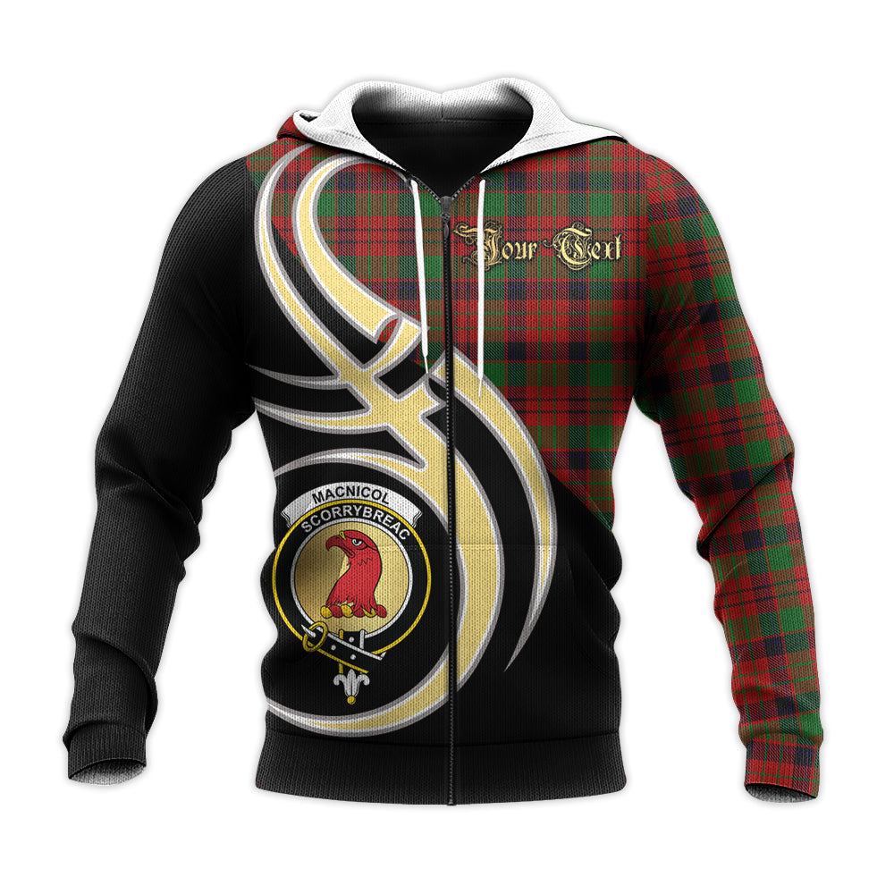 Printivon Macnicol Clan Believe In Me Crest Tartan Knitted Hoodie Custom Your Text