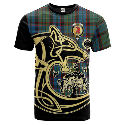 Printivon MacNicol Hunting Crest Celtic Wolf Tartan T Shirt Custom Your Text