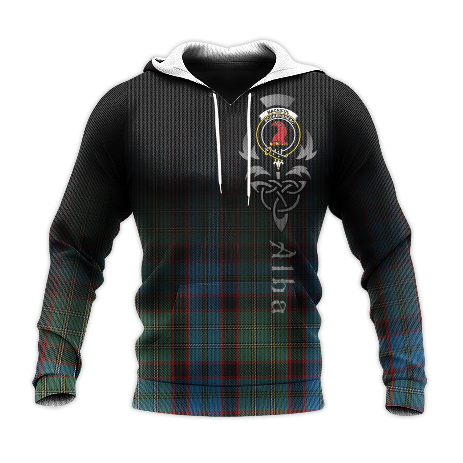 Printivon Macnicol Hunting Tartan Crest Alba Celtic Hoodie