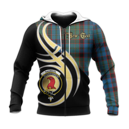 Printivon Macnicol Hunting Clan Believe In Me Crest Tartan Knitted Hoodie Custom Your Text