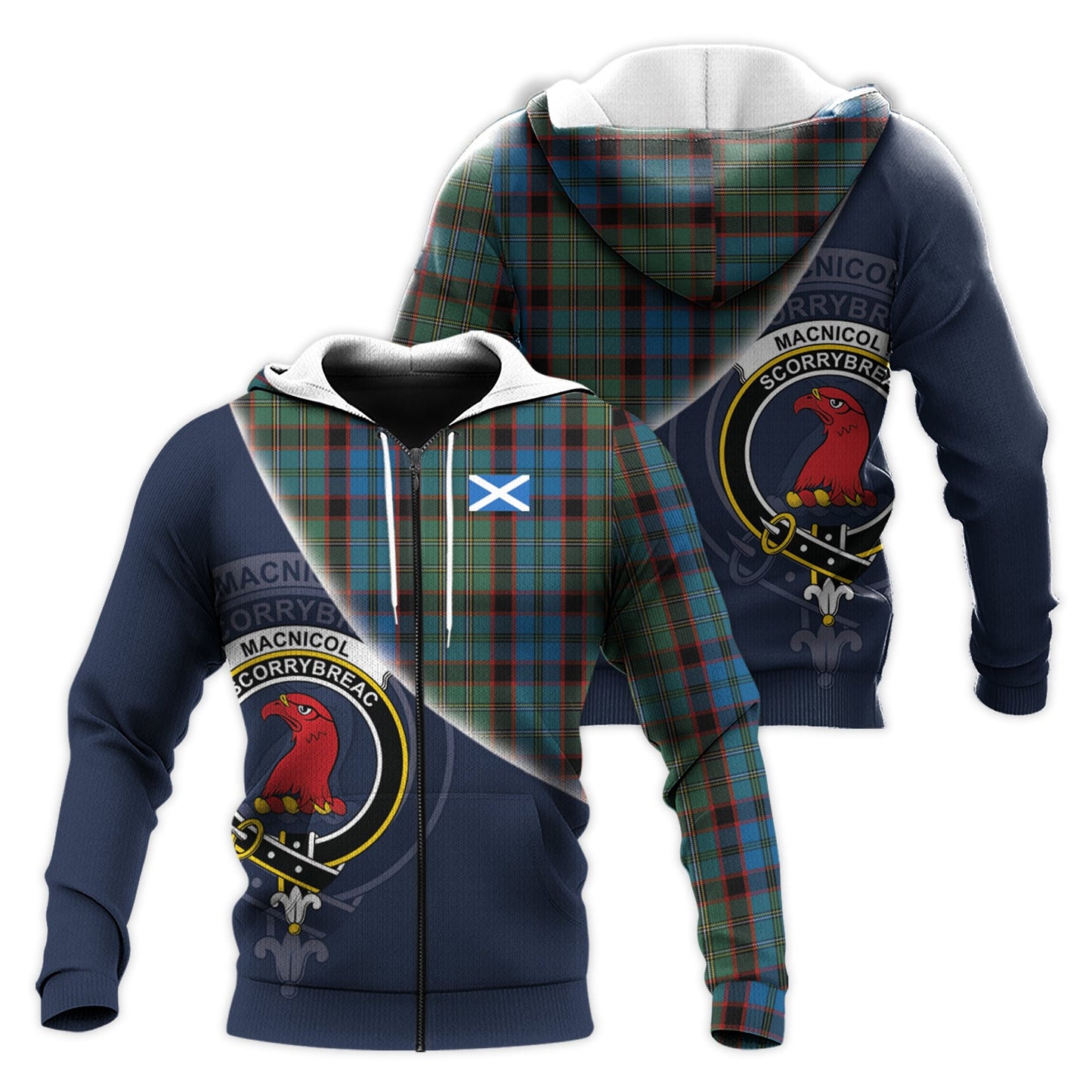 Printivon Macnicol Hunting Tartan Scottish Crest Hoodie