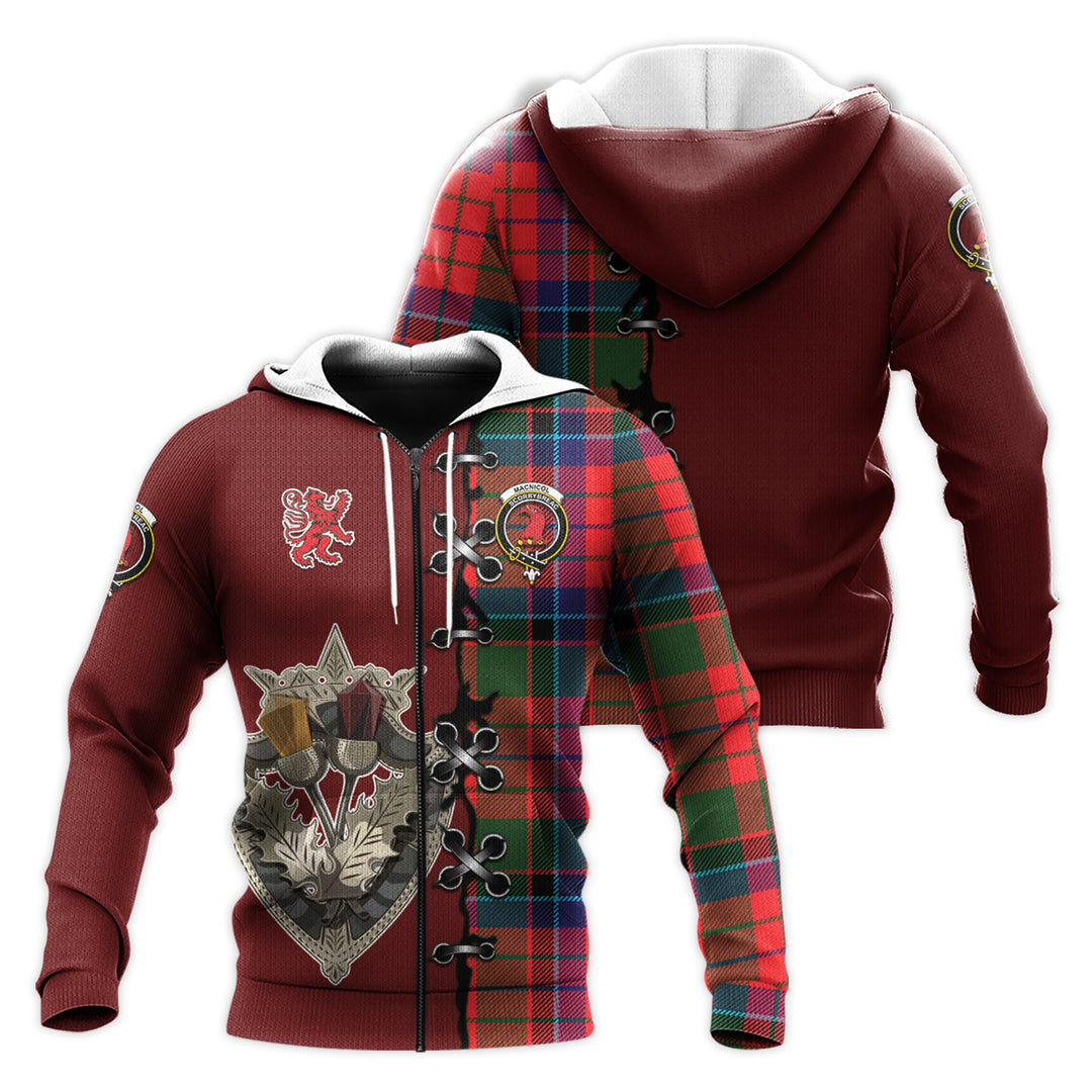 Printivon Macnicol Of Scorrybreac Tartan Hoodie Lion Rampant And Celtic Thistle Style