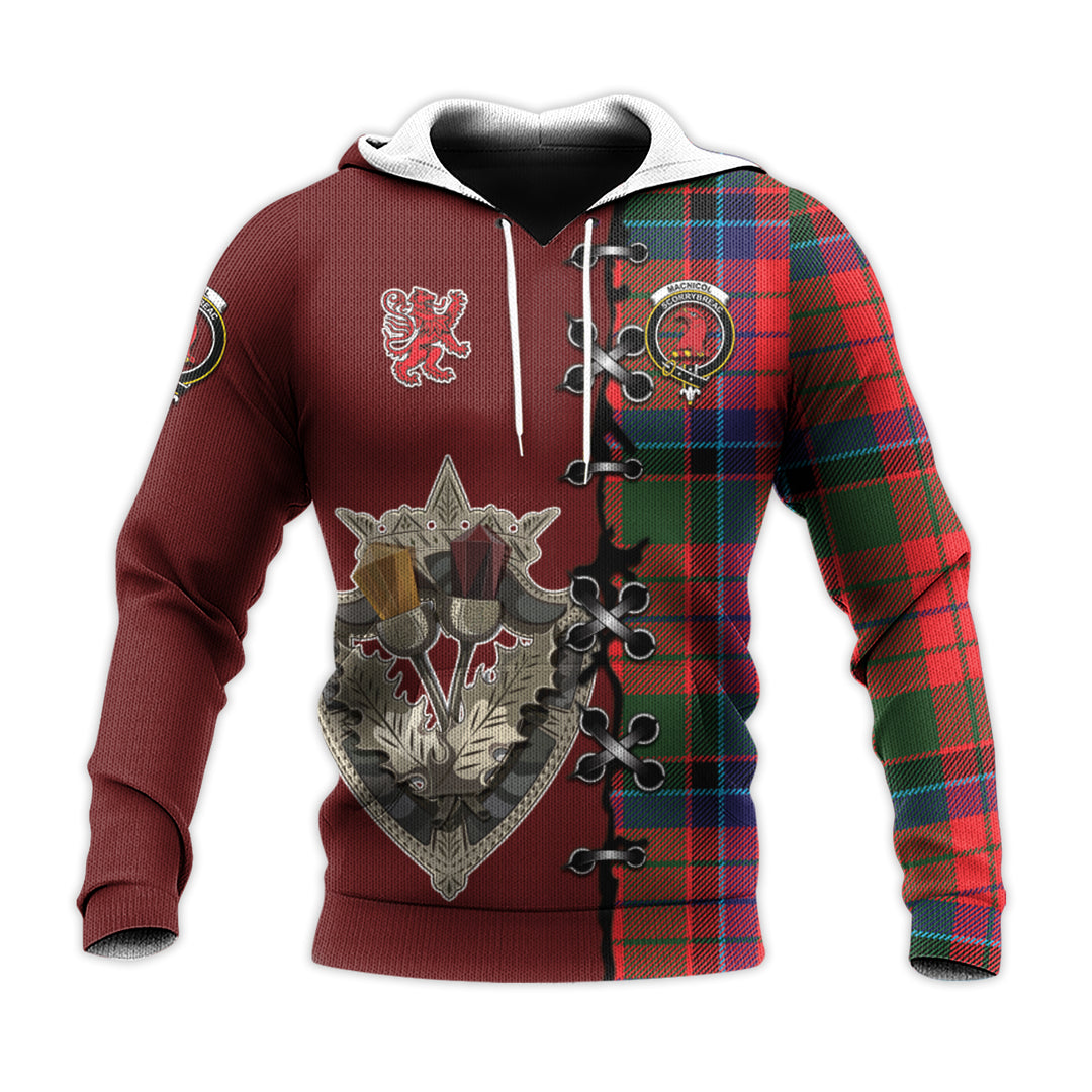 Printivon Macnicol Of Scorrybreac Tartan Hoodie Lion Rampant And Celtic Thistle Style