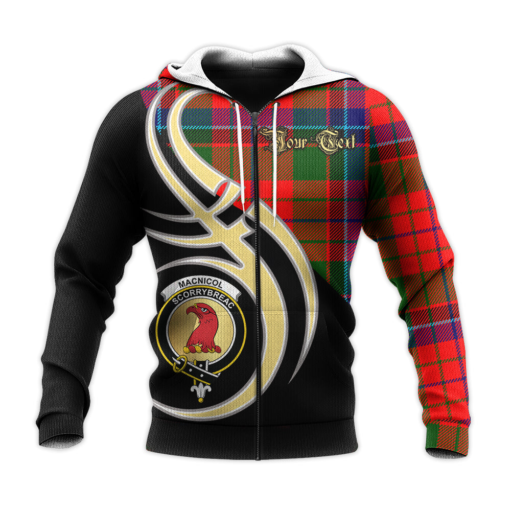 Printivon Macnicol Of Scorrybreac Clan Believe In Me Crest Tartan Knitted Hoodie Custom Your Text