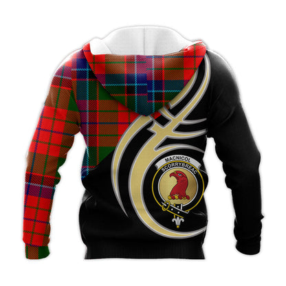 Printivon Macnicol Of Scorrybreac Clan Believe In Me Crest Tartan Knitted Hoodie Custom Your Text