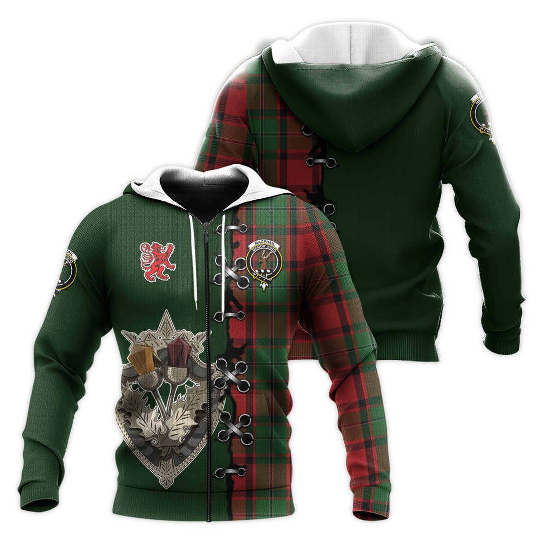 Printivon Macphail Tartan Hoodie Lion Rampant And Celtic Thistle Style