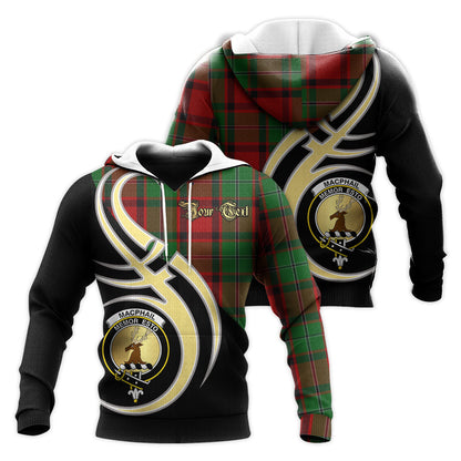 Printivon Macphail Clan Believe In Me Crest Tartan Knitted Hoodie Custom Your Text