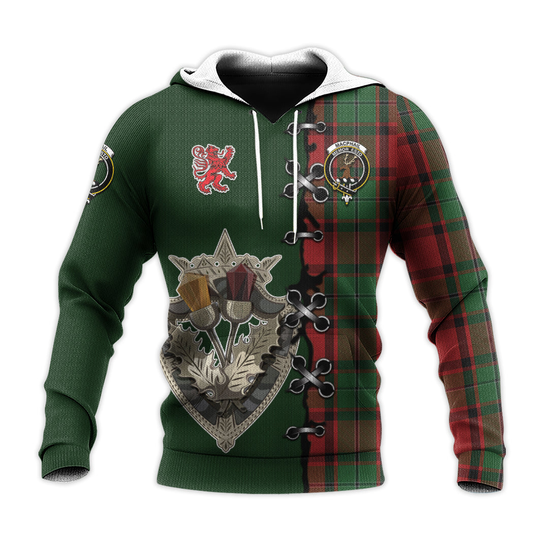 Printivon Macphail Tartan Hoodie Lion Rampant And Celtic Thistle Style