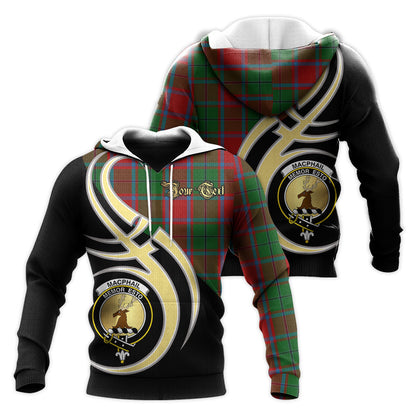 Printivon Macphail Blue Bands Clan Believe In Me Crest Tartan Knitted Hoodie Custom Your Text