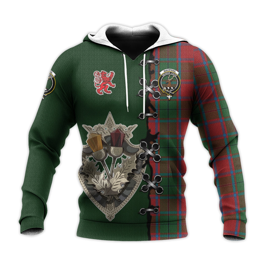 Printivon Macphail Blue Bands Tartan Hoodie Lion Rampant And Celtic Thistle Style