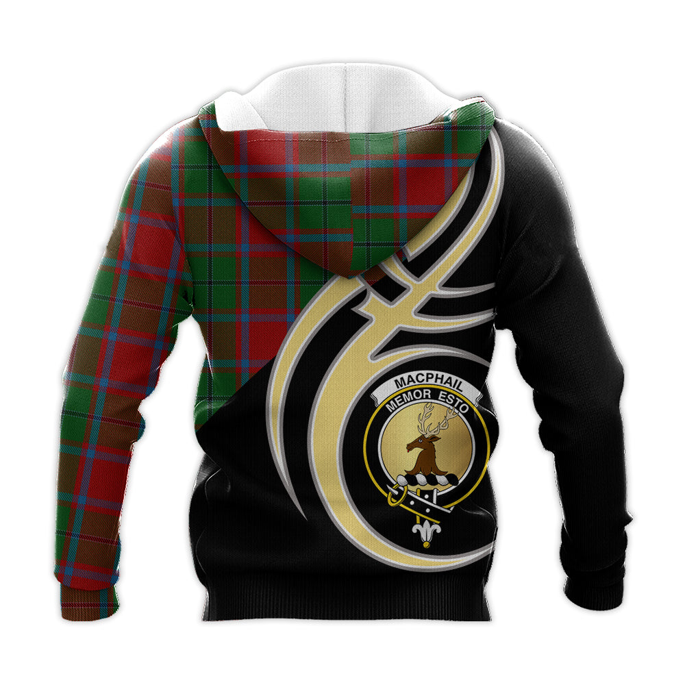 Printivon Macphail Blue Bands Clan Believe In Me Crest Tartan Knitted Hoodie Custom Your Text