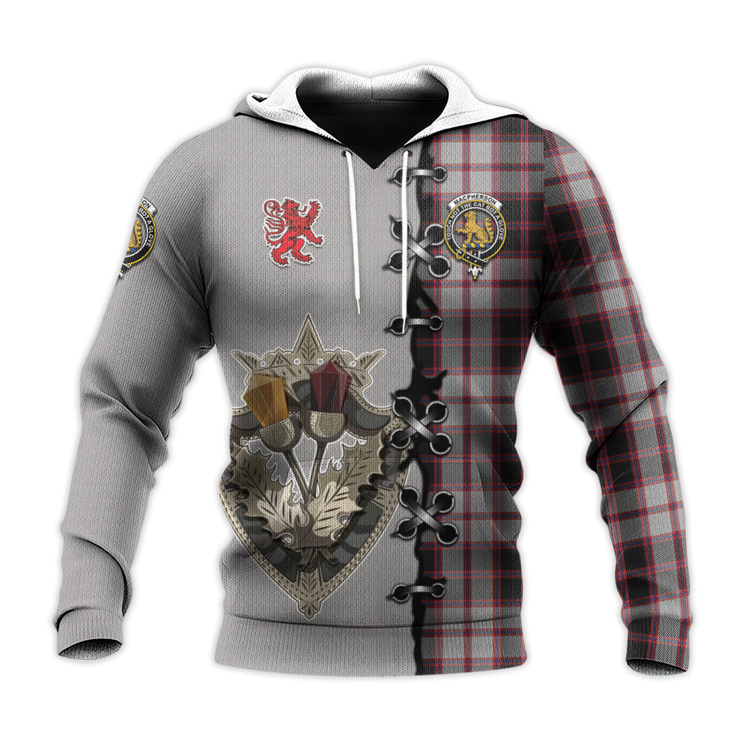 Printivon Macpherson Tartan Hoodie Lion Rampant And Celtic Thistle Style
